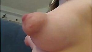 Brunette teen shows her big nipples and nice ass
